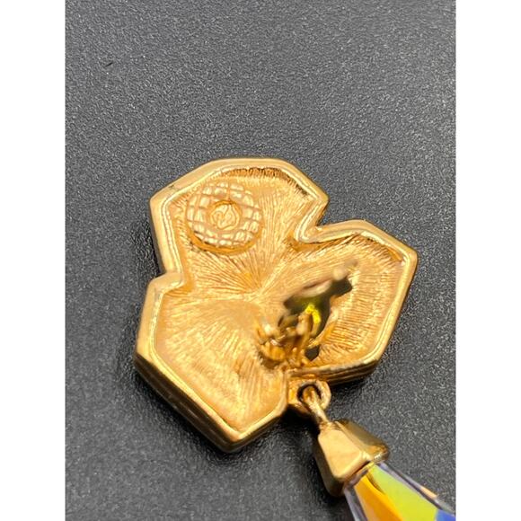 Swarovski Swan Vintage Aurora Borealis Crystal Dangle Chandelier Stud Earrings - Picture 6 of 11